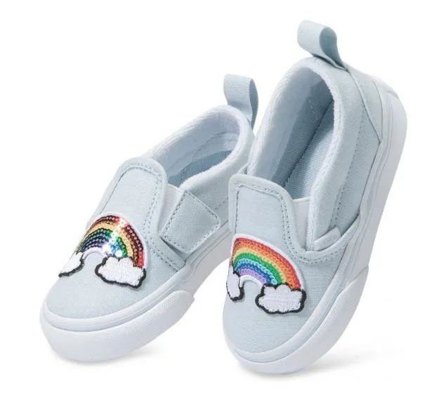 Vans Slip On V Sequin Patch - Ballad Blue - Toddler