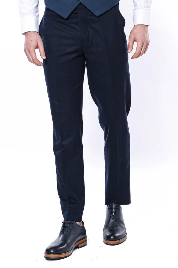 WSS Plain Navy Blue Men Trousers  - Singen