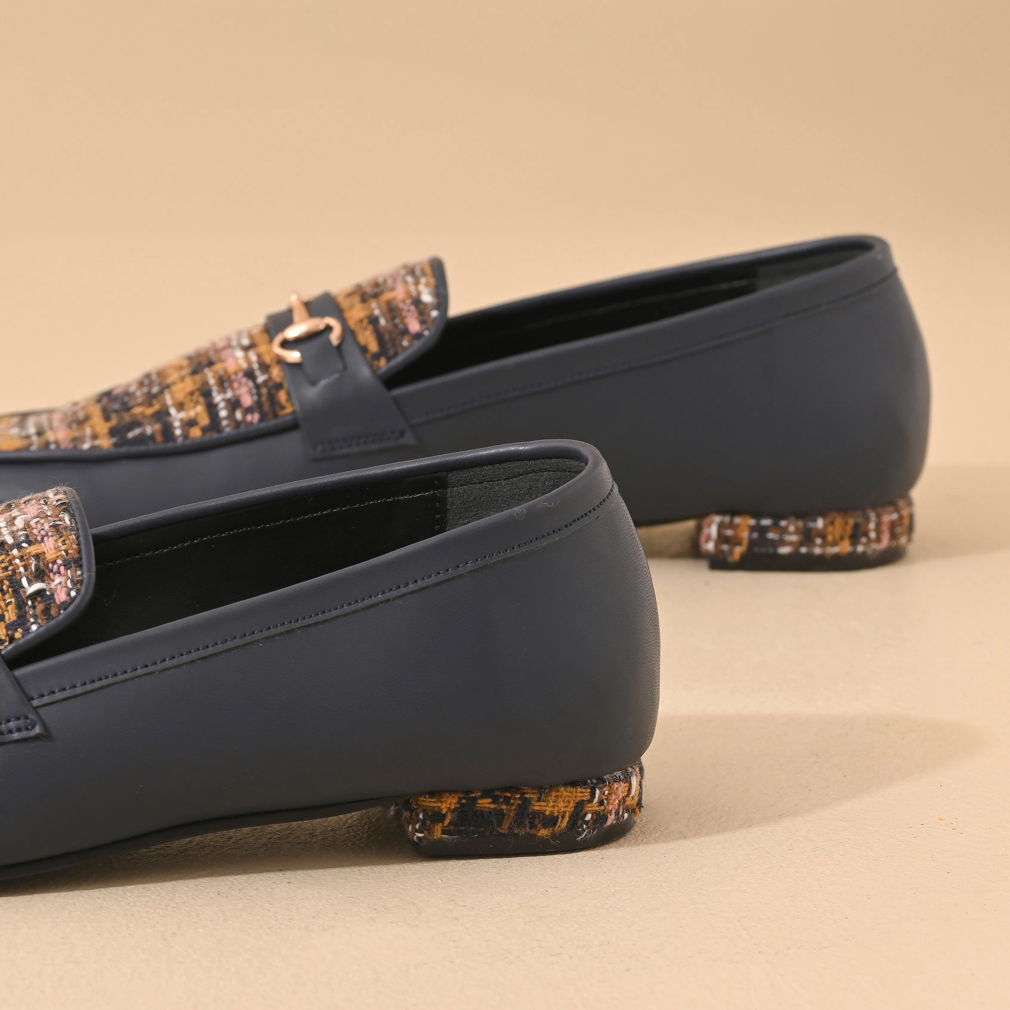 Yale Tweed Square Toe Loafers Shoes