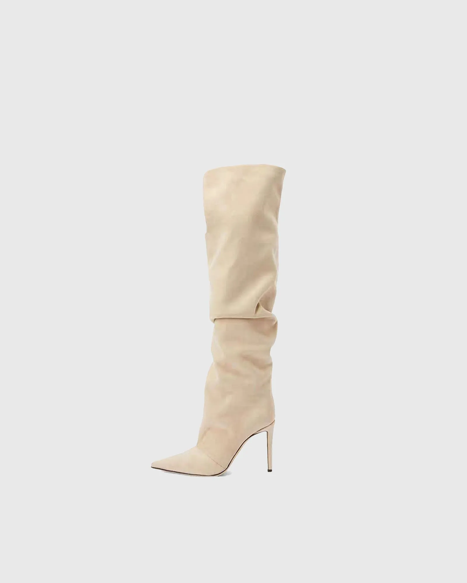Yara Ruched Knee High Boots In Apricot