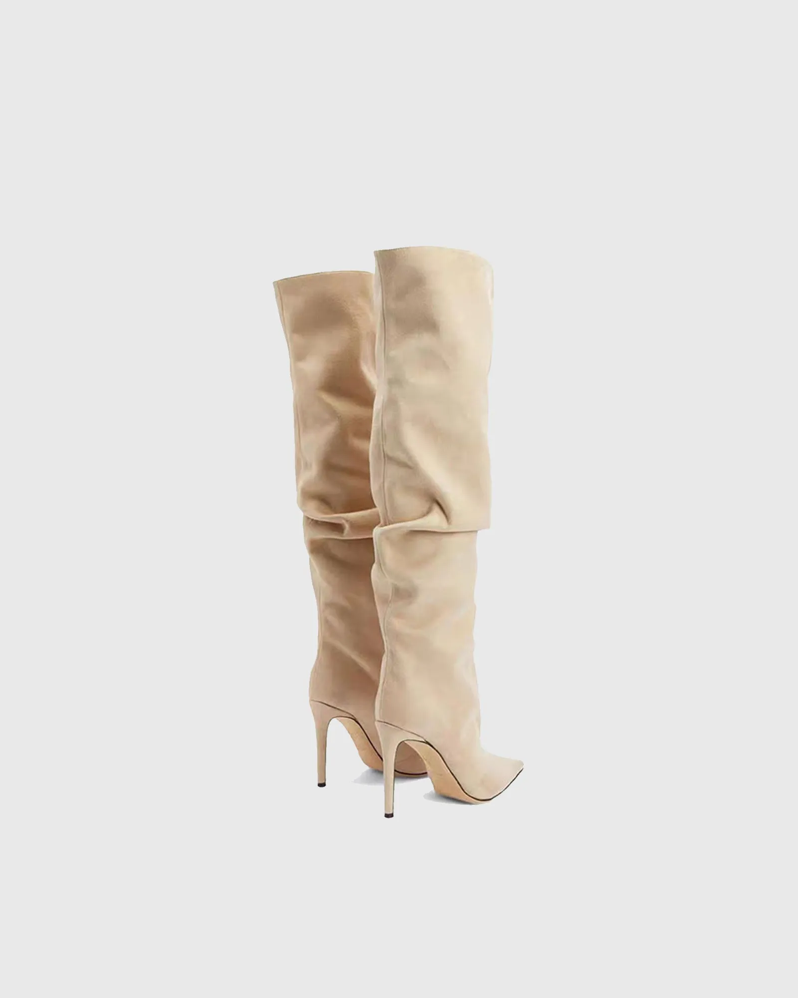 Yara Ruched Knee High Boots In Apricot